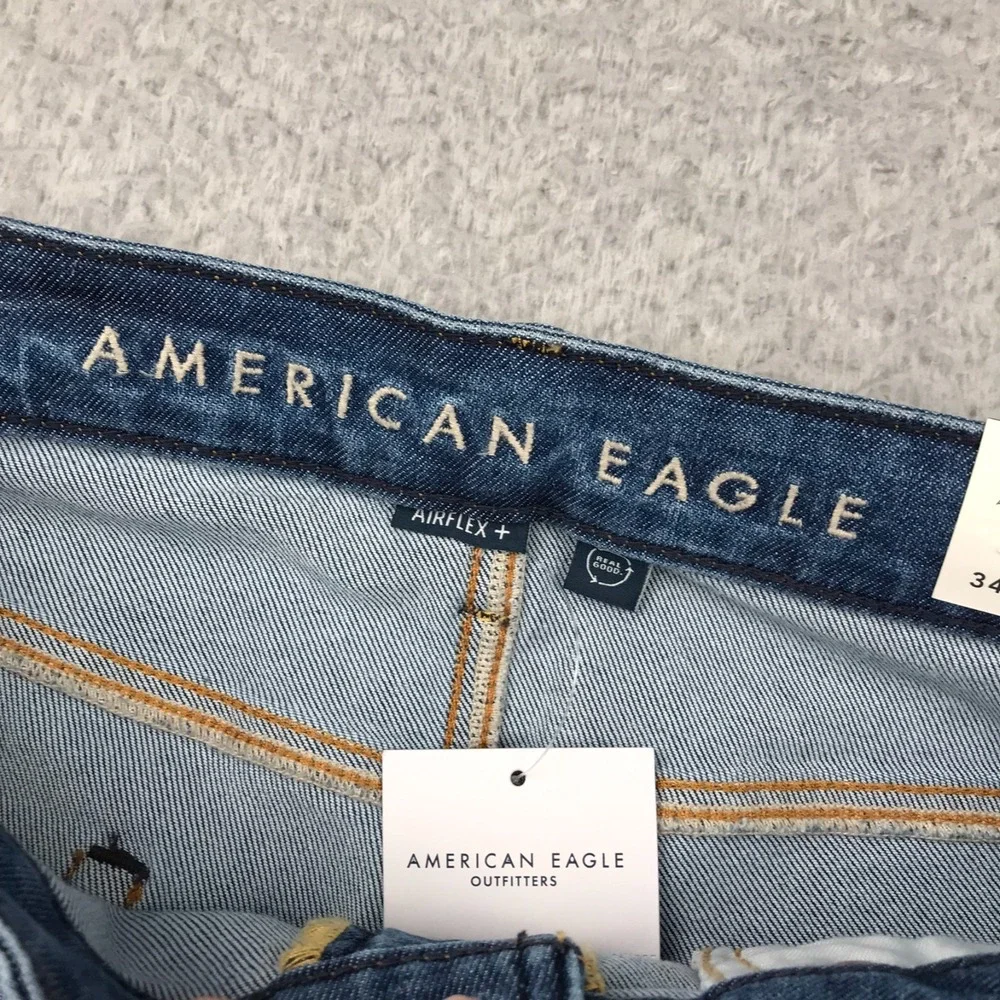 American Eagle Jeans Mens 34x32 Original Straight Stretch Stone Wash Denim NEW